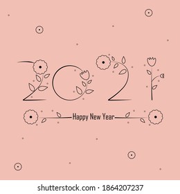 Diseño floral en forma de 2021. Vector de concepto de año nuevo.