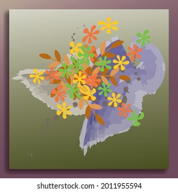 Floral design with abstract paint background