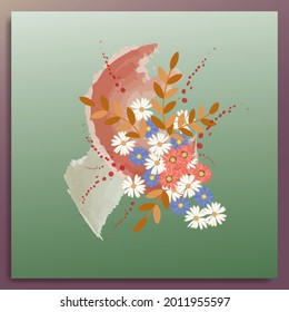 Floral design with abstract paint background