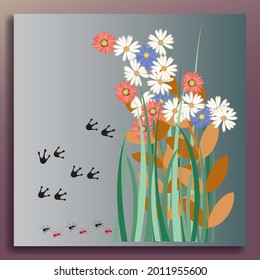 Floral design with abstract paint background.