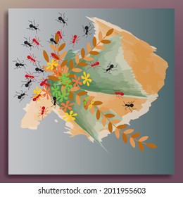 Floral design with abstract paint background