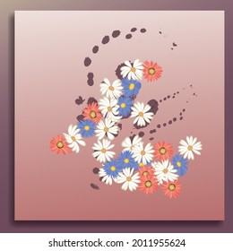 Floral design with abstract paint background