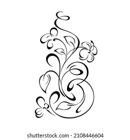 floral design with blooming flowers on stems with leaves and curls. graphic decor