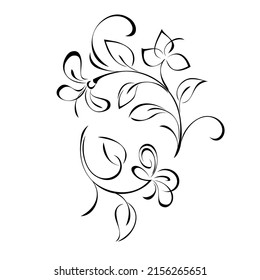 floral design with blooming flowers on stems with leaves and curls. graphic decor