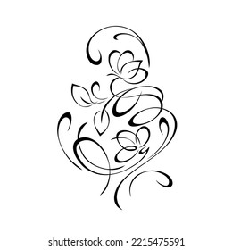 floral design with blooming flowers on stems with leaves and curls. graphic decor