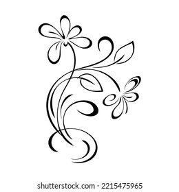 floral design with blooming flowers on stems with leaves and curls. graphic decor