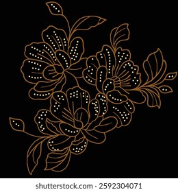 floral design with brown lines and black background