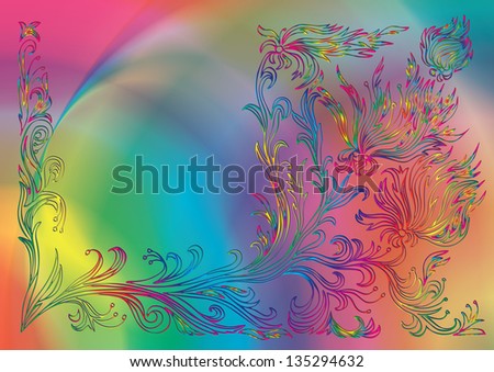 Floral Design Card Wallpaper Rainbow Red Stock Vector Royalty Free