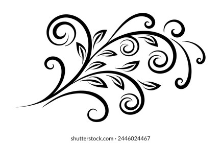 Floral design for cards, banners, invitations, certificates, isolated on white background, filigree ornament element, vector illustration.