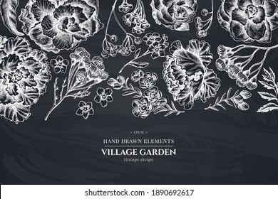 Floral design with chalk wax flower, forget me not flower, tansy, ardisia, brassica, decorative cabbage