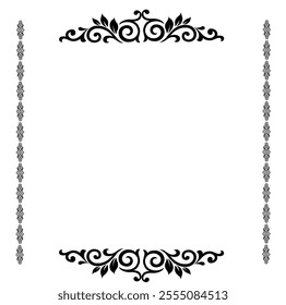 Floral Design A classic black and white floral design element featuring elegant, curved leaves and intricate detailing. Ornamental Perfect for use in decorative borders, logos