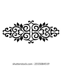 Floral Design A classic black and white floral design element featuring elegant, curved leaves and intricate detailing. Ornamental Perfect for use in decorative borders, logos