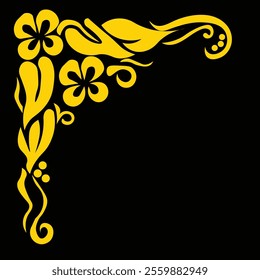 Floral Design A classic black and white floral design element featuring elegant, curved leaves and intricate detailing. Ornamental Perfect for use in decorative borders, logos