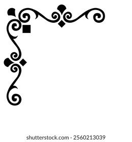 Floral Design A classic black and white floral design element featuring elegant, curved leaves and intricate detailing. Ornamental Perfect for use in decorative borders, logos