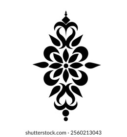 Floral Design A classic black and white floral design element featuring elegant, curved leaves and intricate detailing. Ornamental Perfect for use in decorative borders, logos