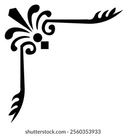 Floral Design A classic black and white floral design element featuring elegant, curved leaves and intricate detailing. Ornamental Perfect for use in decorative borders, logos