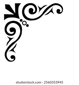 Floral Design A classic black and white floral design element featuring elegant, curved leaves and intricate detailing. Ornamental Perfect for use in decorative borders, logos