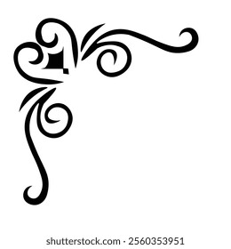 Floral Design A classic black and white floral design element featuring elegant, curved leaves and intricate detailing. Ornamental Perfect for use in decorative borders, logos