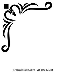 Floral Design A classic black and white floral design element featuring elegant, curved leaves and intricate detailing. Ornamental Perfect for use in decorative borders, logos