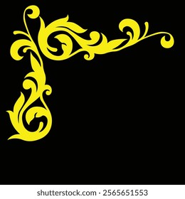 Floral Design A classic black and white floral design element featuring elegant, curved leaves and intricate detailing. Ornamental Perfect for use in decorative borders, logos