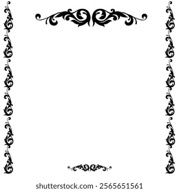 Floral Design A classic black and white floral design element featuring elegant, curved leaves and intricate detailing. Ornamental Perfect for use in decorative borders, logos