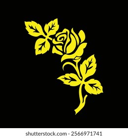 Floral Design A classic black and white floral design element featuring elegant, curved leaves and intricate detailing. Ornamental Perfect for use in decorative borders, logos