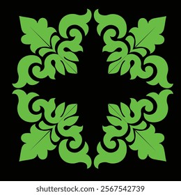 Floral Design A classic black and white floral design element featuring elegant, curved leaves and intricate detailing. Ornamental Perfect for use in decorative borders, logos