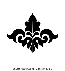 Floral Design A classic black and white floral design element featuring elegant, curved leaves and intricate detailing. Ornamental Perfect for use in decorative borders, logos