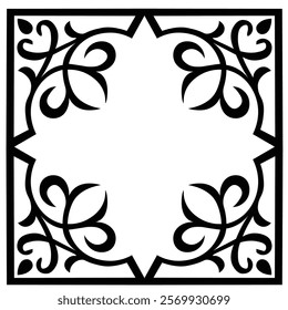 Floral Design A classic black and white floral design element featuring elegant, curved leaves and intricate detailing. Ornamental Perfect for use in decorative borders, logos