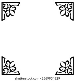 Floral Design A classic black and white floral design element featuring elegant, curved leaves and intricate detailing. Ornamental Perfect for use in decorative borders, logos