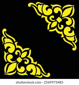 Floral Design A classic black and white floral design element featuring elegant, curved leaves and intricate detailing. Ornamental Perfect for use in decorative borders, logos