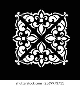 Floral Design A classic black and white floral design element featuring elegant, curved leaves and intricate detailing. Ornamental Perfect for use in decorative borders, logos