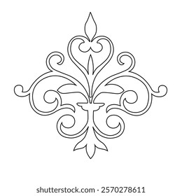 Floral Design A classic black and white floral design element featuring elegant, curved leaves and intricate detailing. Ornamental Perfect for use in decorative borders, logos