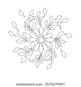 Floral Design A classic black and white floral design element featuring elegant, curved leaves and intricate detailing. Ornamental Perfect for use in decorative borders, logos