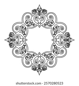 Floral Design A classic black and white floral design element featuring elegant, curved leaves and intricate detailing. Ornamental Perfect for use in decorative borders, logos