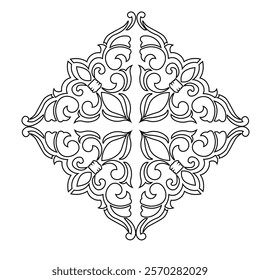 Floral Design A classic black and white floral design element featuring elegant, curved leaves and intricate detailing. Ornamental Perfect for use in decorative borders, logos