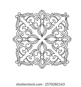 Floral Design A classic black and white floral design element featuring elegant, curved leaves and intricate detailing. Ornamental Perfect for use in decorative borders, logos