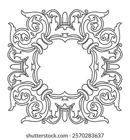 Floral Design A classic black and white floral design element featuring elegant, curved leaves and intricate detailing. Ornamental Perfect for use in decorative borders, logos