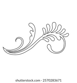 Floral Design A classic black and white floral design element featuring elegant, curved leaves and intricate detailing. Ornamental Perfect for use in decorative borders, logos