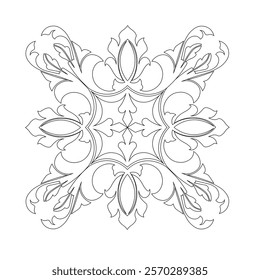 Floral Design A classic black and white floral design element featuring elegant, curved leaves and intricate detailing. Ornamental Perfect for use in decorative borders, logos