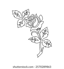 Floral Design A classic black and white floral design element featuring elegant, curved leaves and intricate detailing. Ornamental Perfect for use in decorative borders, logos