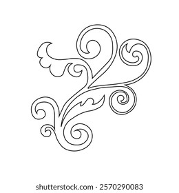 Floral Design A classic black and white floral design element featuring elegant, curved leaves and intricate detailing. Ornamental Perfect for use in decorative borders, logos