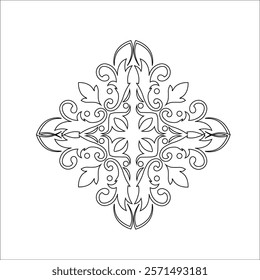 Floral Design A classic black and white floral design element featuring elegant, curved leaves and intricate detailing. Ornamental Perfect for use in decorative borders, logos