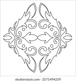 Floral Design A classic black and white floral design element featuring elegant, curved leaves and intricate detailing. Ornamental Perfect for use in decorative borders, logos