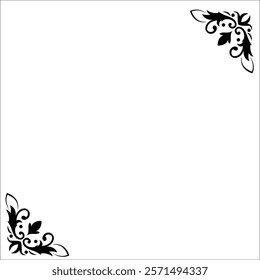 Floral Design A classic black and white floral design element featuring elegant, curved leaves and intricate detailing. Ornamental Perfect for use in decorative borders, logos