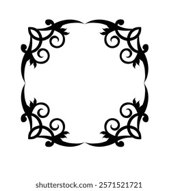 Floral Design A classic black and white floral design element featuring elegant, curved leaves and intricate detailing. Ornamental Perfect for use in decorative borders, logos