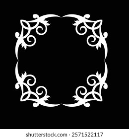 Floral Design A classic black and white floral design element featuring elegant, curved leaves and intricate detailing. Ornamental Perfect for use in decorative borders, logos