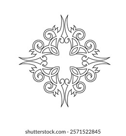 Floral Design A classic black and white floral design element featuring elegant, curved leaves and intricate detailing. Ornamental Perfect for use in decorative borders, logos