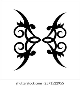 Floral Design A classic black and white floral design element featuring elegant, curved leaves and intricate detailing. Ornamental Perfect for use in decorative borders, logos