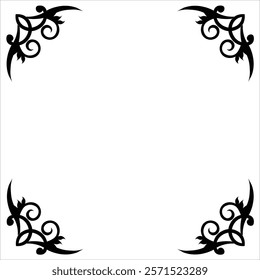 Floral Design A classic black and white floral design element featuring elegant, curved leaves and intricate detailing. Ornamental Perfect for use in decorative borders, logos